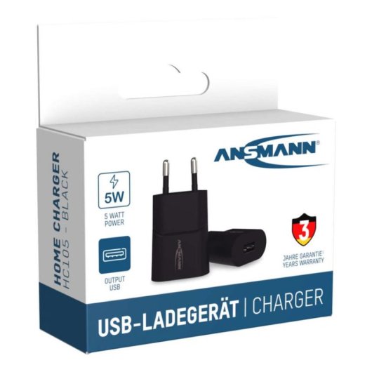 Cargador Ansmann HC105 5V 1A USB 2.0 Negro