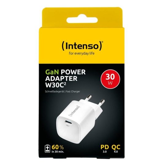 Cargador Intenso W30C² GaN 30W USB-C Carga Rápida Blanco