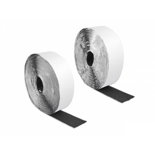 Cinta de gancho y lazo Delock autoadhesiva 10 m x 50 mm negro