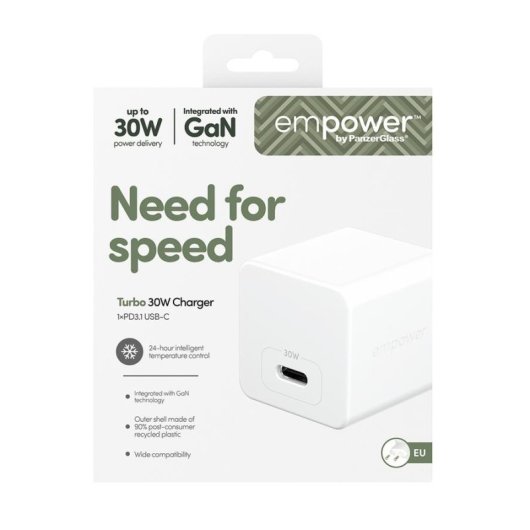 Cargador PanzerGlass Turbo 30W USB-C EU Plug Blanco