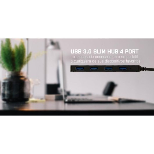 Hub I-Tec 4 puertos 5 Gbps USB 3.2 Gen 1 Advance Slim Passive Negro