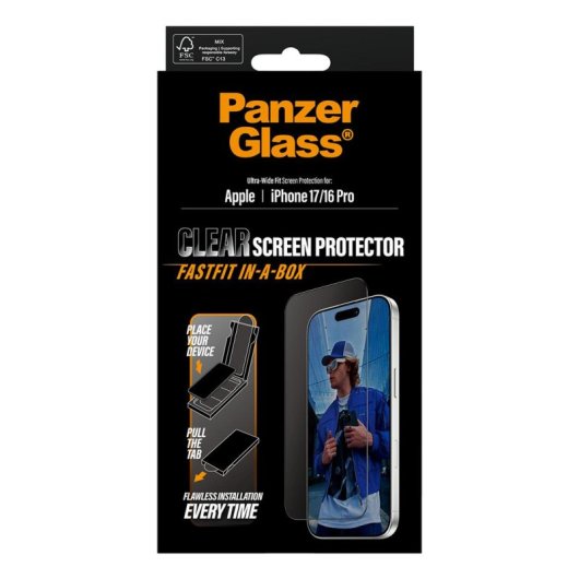 Displayschutz PanzerGlass iPhone 17 iPhone 16 Pro Ultra-Wide Fit FASTFIT