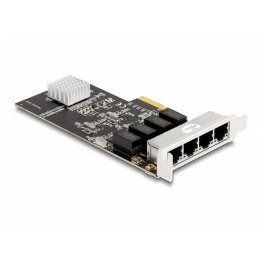 Tarjeta de Red Delock PCI Express x4 4x RJ45 Gigabit LAN 1000 Mbps