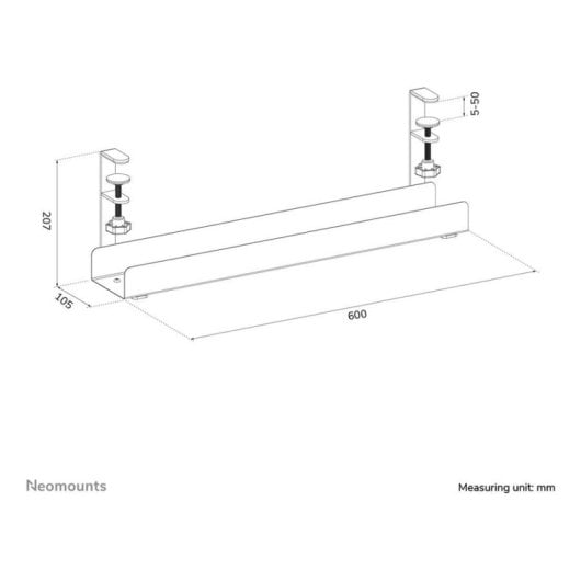 Bandeja Neomounts ADS07-121BL noir acier montage universel 600 mm