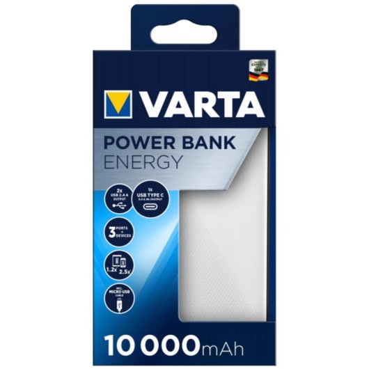 Powerbank Varta Energy 10000 10000 mAh 2 USB-A 1 USB-C Schwarz Weiss