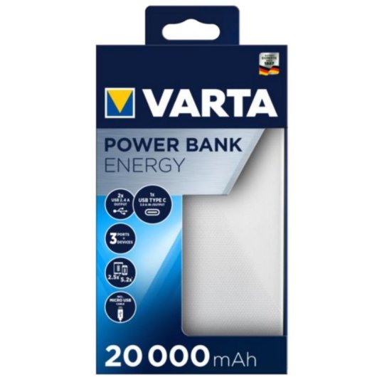 Powerbank Varta Energy 20000 mAh USB A und C Schwarz Weiss