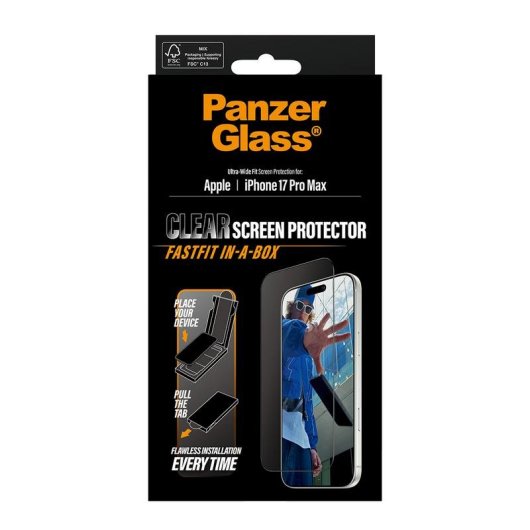 Displayschutz PanzerGlass iPhone 17 Pro Max Ultra-Wide Fit FASTFIT