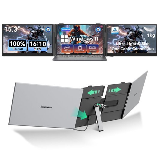 Monitor Blackview DCM8 Pro 15,3" FullHD IPS 60Hz Ultraligero USB-C Funda protectora Carga inversa
