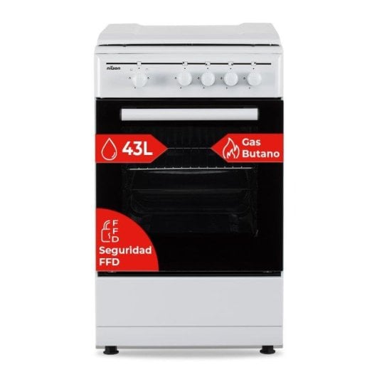 Cocina de gas Nilson NKG4500TM ancho 50 cm blanco manual 4 quemadores horno 43L