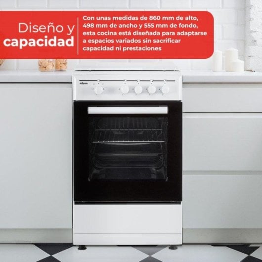 Cocina de gas Nilson NKG4500TM ancho 50 cm blanco manual 4 quemadores horno 43L