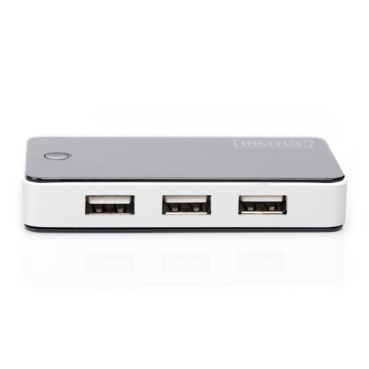 Hub Digitus 7 puertos USB 2.0 480 Mbps diseño elegante negro plata