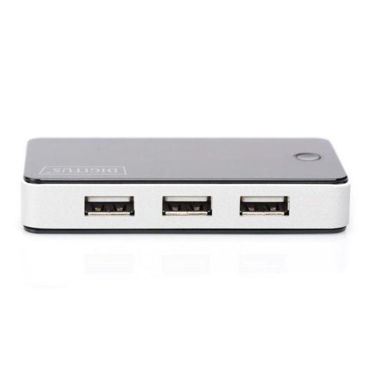 Hub Digitus 7 puertos USB 2.0 480 Mbps diseño elegante negro plata