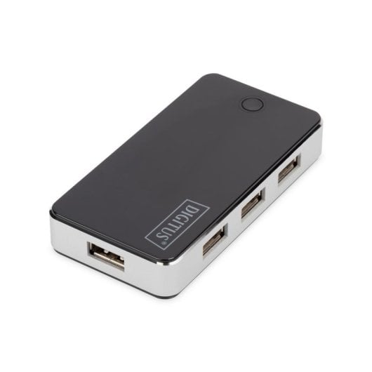 Hub Digitus 7 puertos USB 2.0 480 Mbps diseño elegante negro plata