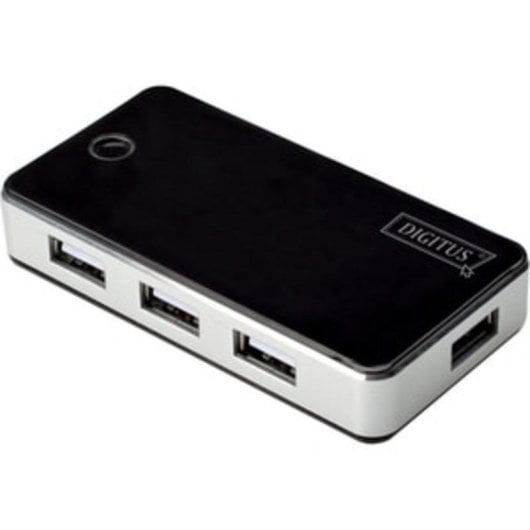 Hub Digitus 7 puertos USB 2.0 480 Mbps diseño elegante negro plata