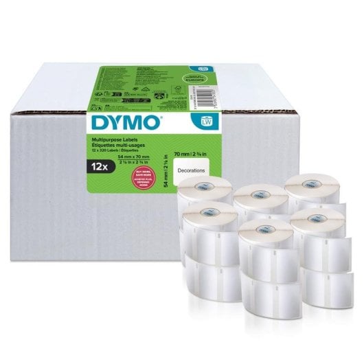 Rouleau d etiquette Dymo LabelWriter 54x70mm 12 rouleaux 3840 pieces