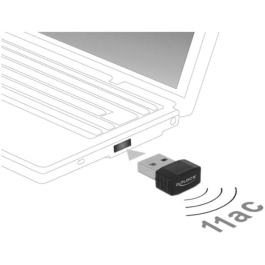 Tarjeta de Red Delock 12461 USB 2.0 Wi-Fi 5 AC433 Dual Band Negra