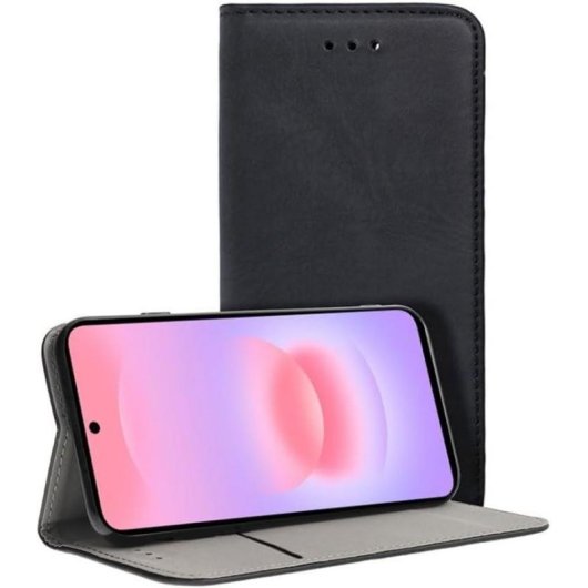 Funda COOL Flip Cover Liso Preto Couro Sintético Proteção 360 graus para Samsung A376 Galaxy A37 5G