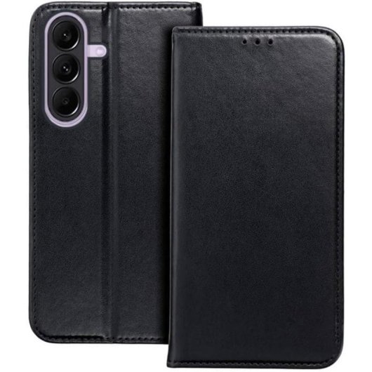 Funda COOL Flip Cover Liso Preto Couro Sintético Proteção 360 graus para Samsung A376 Galaxy A37 5G