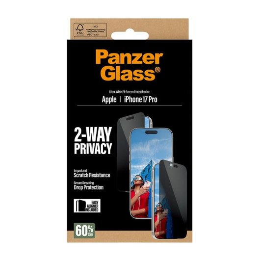 Protector de pantalla PanzerGlass iPhone 17 Pro Privacidad 2-Vías EasyAligner