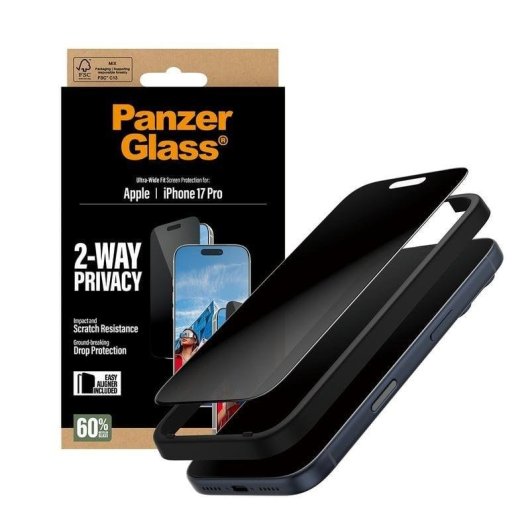 Protector de pantalla PanzerGlass iPhone 17 Pro Privacidad 2-Vías EasyAligner