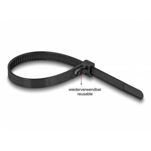 Brida de cable Delock reutilizable resistente al calor 200 x 7,5 mm 100 piezas negro