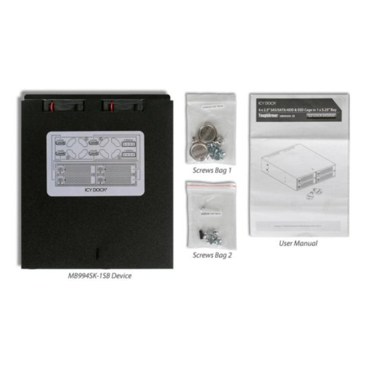 Painel Icy Dock MB994SK-1B Preto Alumínio 2 ventoinhas 4 SATA