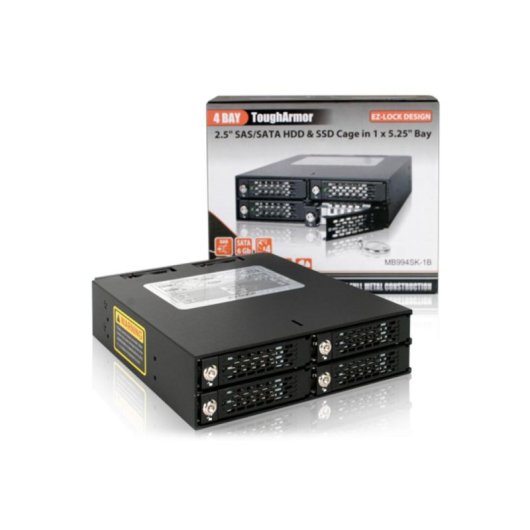 Painel Icy Dock MB994SK-1B Preto Alumínio 2 ventoinhas 4 SATA