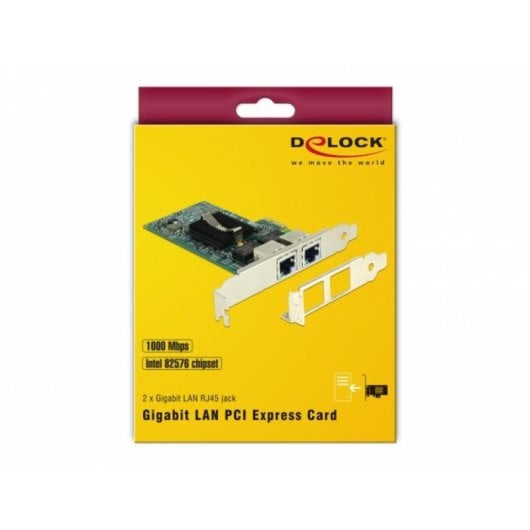 Tarjeta de Red Delock 89944 PCI Express 1000 Mbit/s Duplo RJ-45 Gigabit