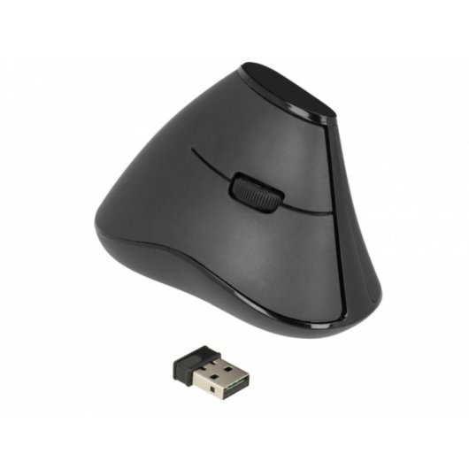 Ratón Delock 12622 RF inalámbrico 1000 DPI Negro diseño vertical mano derecha