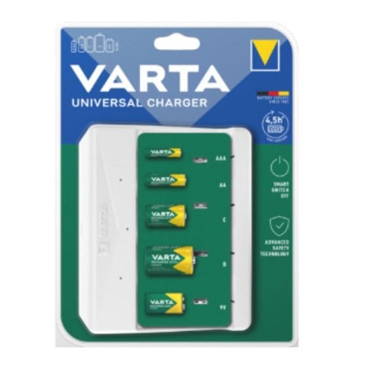 Cargador Varta Universal para pilas AA, AAA, C, D, 9V con 4 pilas incluidas