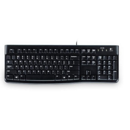 Teclado Logitech K120 membrana USB QWERTZ preto resistente a salpicos