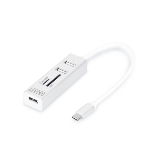 Concentrador USB Digitus OTG Tipo-C con 3 puertos y lector de tarjetas