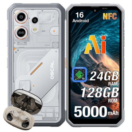 OSCAL Marine 3 4G 8GB 128GB 6.56" Blanco Incluye auriculares