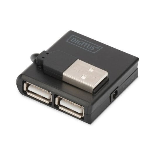 Hub Digitus 4 puertos USB 2.0 480 Mbps compacto y portátil negro