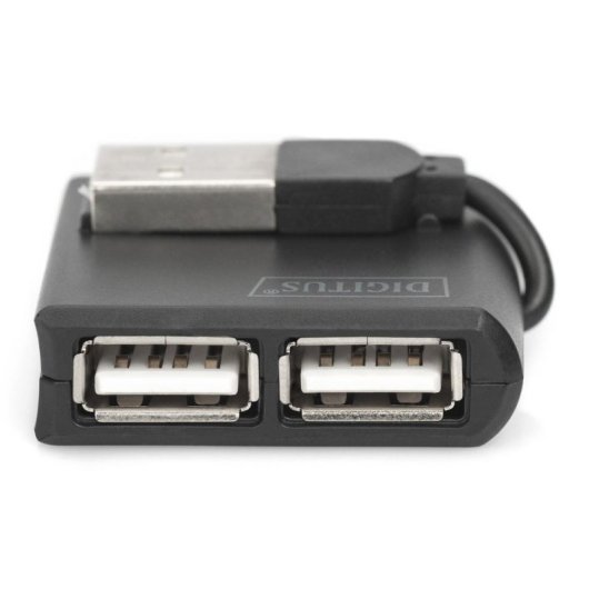 Hub Digitus 4 puertos USB 2.0 480 Mbps compacto y portátil negro