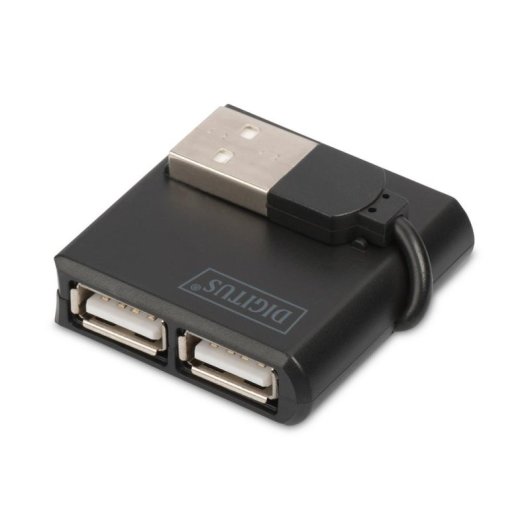 Hub Digitus 4 puertos USB 2.0 480 Mbps compacto y portátil negro