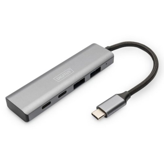 Hub Digitus 4 Ports USB-C 10 Gbps 2 USB A + 2 USB-C Aluminium Grau