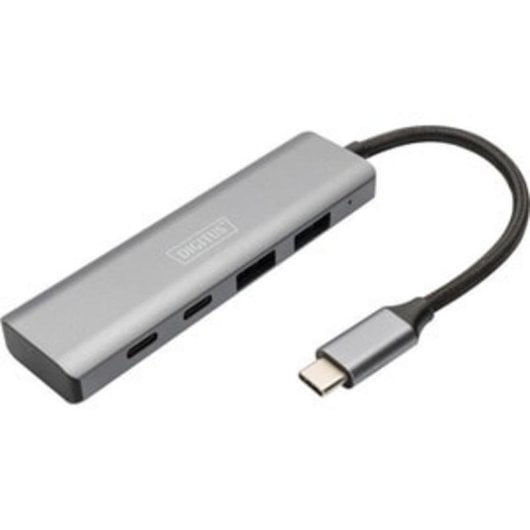 Hub Digitus 4 Ports USB-C 10 Gbps 2 USB A + 2 USB-C Aluminium Grau