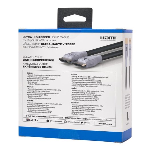 Cabo HDMI PowerA 3 m HDMI 2.1 ARC HDR Preto/Cinza