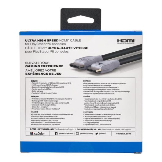 Cabo HDMI PowerA 3 m HDMI 2.1 ARC HDR Preto/Cinza