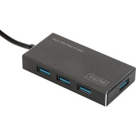 Hub Digitus 4 Ports 5 Gbps USB 3.2 Gen 1 Aluminium Schwarz Kabel 1,2 m
