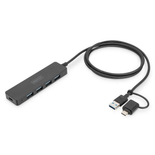 Hub Digitus 4 Ports 12 Gbps USB 3.2 Gen 1 Slim Line Schwarz 1,2 m