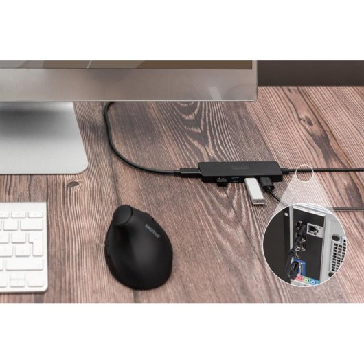 Hub Digitus 4 Ports 12 Gbps USB 3.2 Gen 1 Slim Line Schwarz 1,2 m