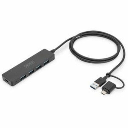 Hub Digitus 4 Ports 12 Gbps USB 3.2 Gen 1 Slim Line Schwarz 1,2 m