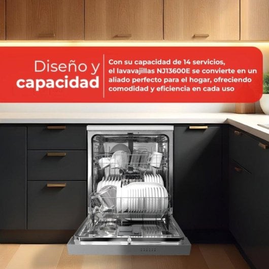 Lavavajillas Nilson NJ13600E 14 Servicios E Blanco con Display y Secado Residual