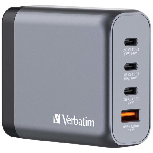 Ladegerät USB-C PD 140W Verbatim GNC-140 Quick Charge 3.0