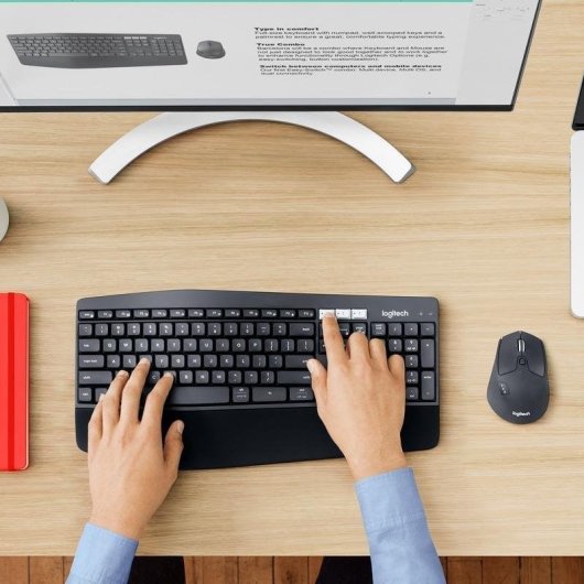 Tastatur Logitech MK850 Performance kabellos QWERTZ mit Maus und Handballenauflage