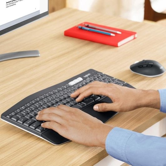 Tastatur Logitech MK850 Performance kabellos QWERTZ mit Maus und Handballenauflage