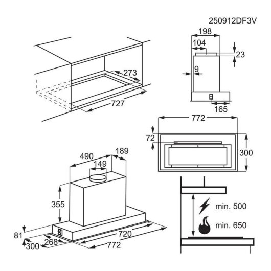 Campana extractora Electrolux LFG818K Canalisation 77cm avec fonction brise