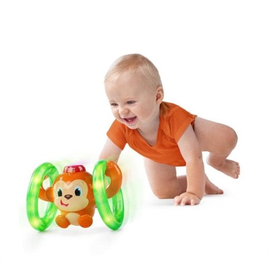 Jouet interactif Bright Starts Roll & Glow Monkey avec effets lumineux et sonore